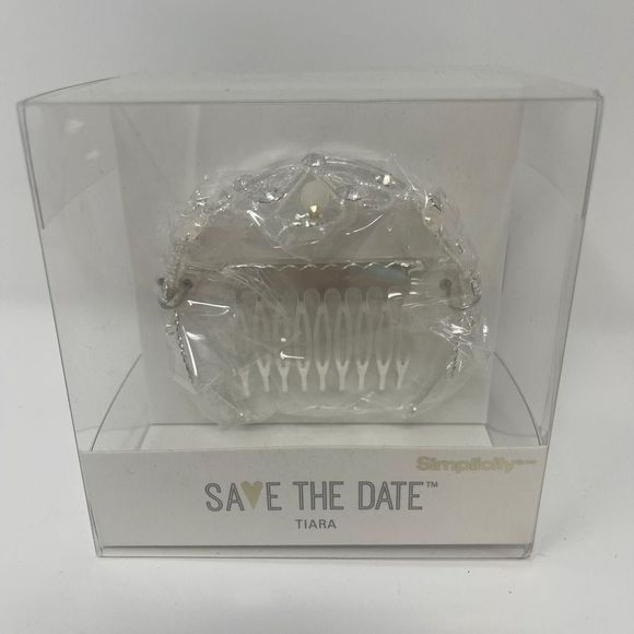 Bun Tiara Pearl Accent with Rhinestones - Picture 3 of 7